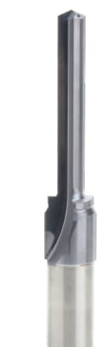 Solid carbide drill with a polished flute and plain cylindrical shank.