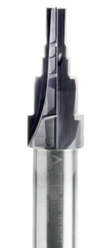Multi-step carbide tool with several ground diameters along its length.