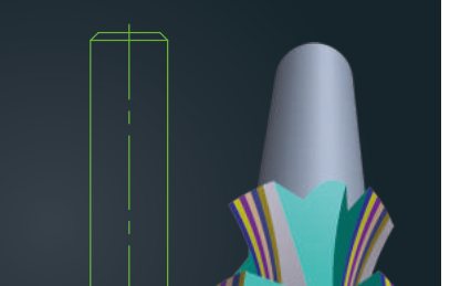 Combination form tool render showing a multi-step profile ground into a single carbide body.